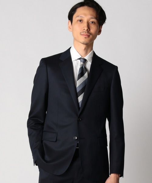 BY Dress 素面藏青色薩克森毛呢(SAXONY) 單排雙釦西裝外套-Tiny