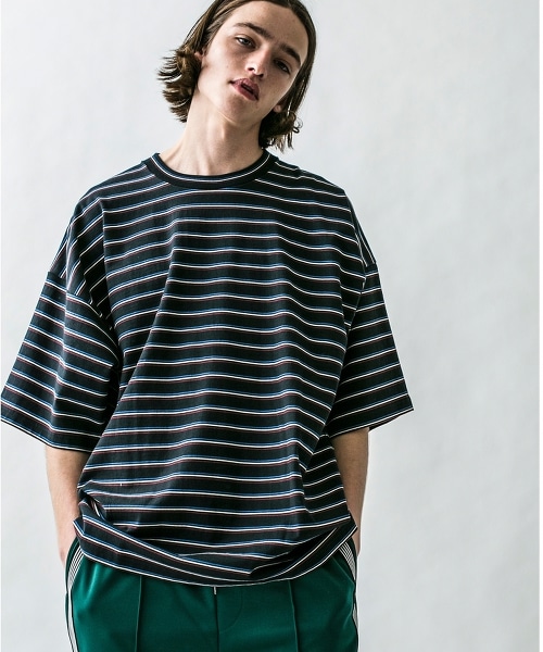 <monkey time> MULTI BORDER WIDE TEE/橫條紋T恤