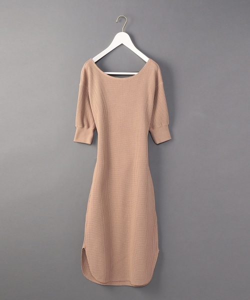 <6(ROKU)>THERMAL BACK TWIST ONE PIECE/後背交叉洋裝