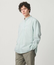 輕羽府綢條紋立領襯衫