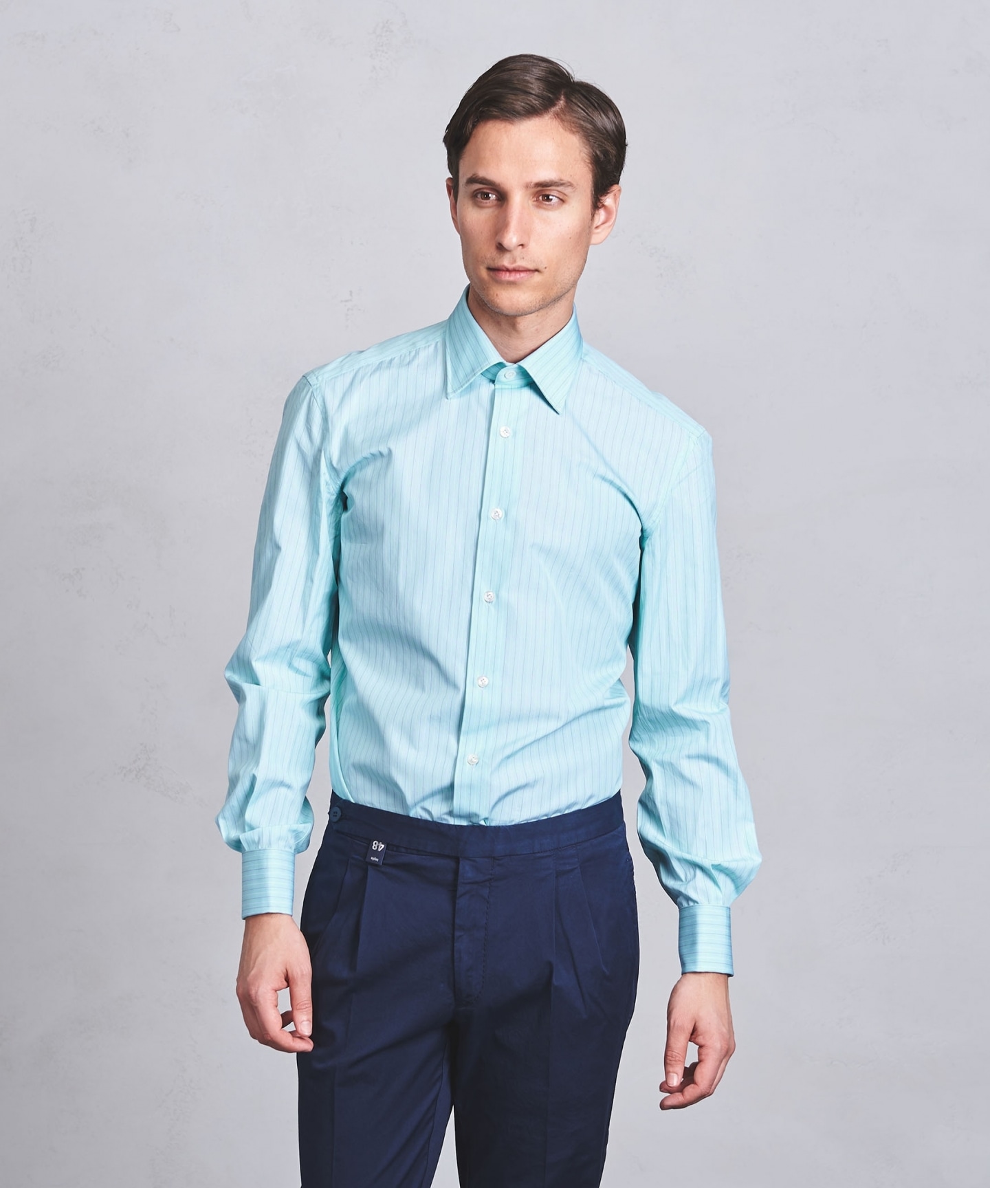  errico formicola> at/st reg w/cuff 相间条纹标准领西装衬衫