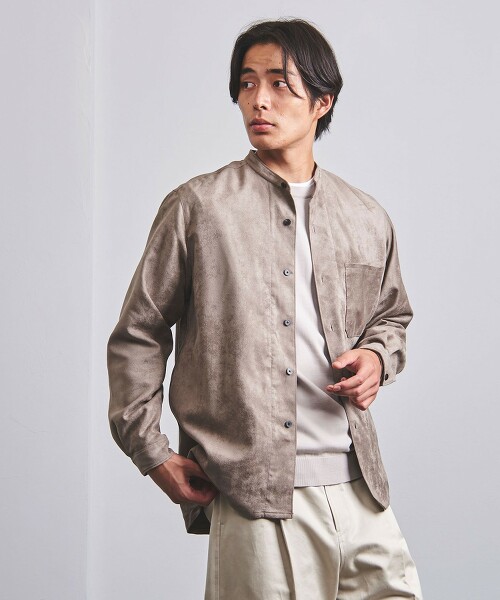<UNITED ARROWS> 仿麂皮 立領襯衫†