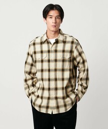 高捻棉漸變格紋西部襯衫「SLOW &　」 日本製