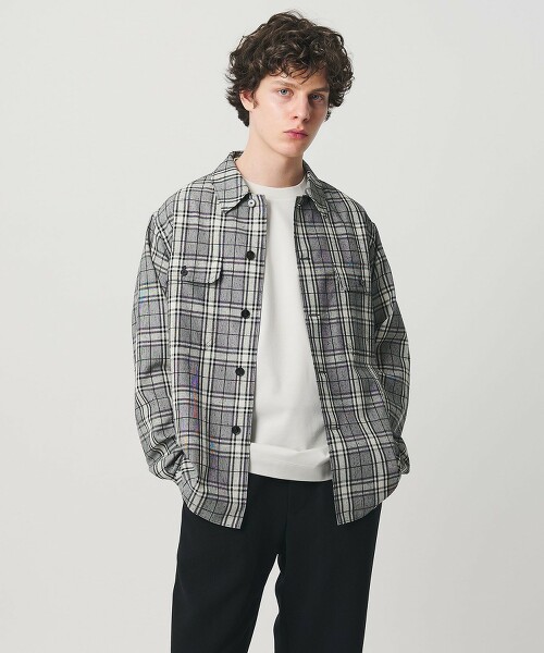 棉粒格倫格紋工作風襯衫