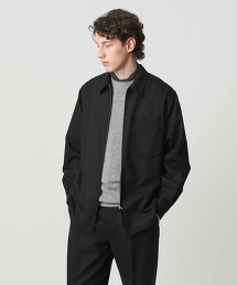 輕盈厚呢拉鍊寬鬆襯衫