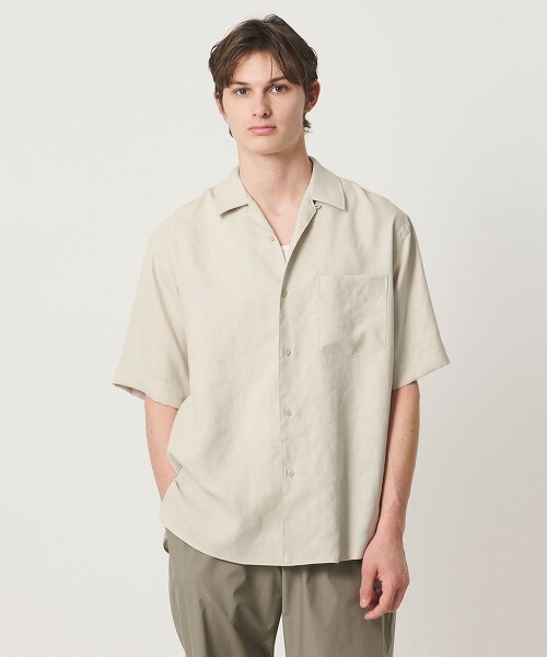 三醋酸纖維混紡斜紋開領襯衫