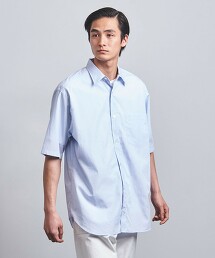 空氣感府綢條紋短袖襯衫 日本製