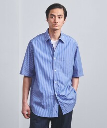 空氣感府綢條紋短袖襯衫 日本製