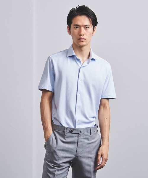 <UNITED ARROWS> 寬領短袖襯衫