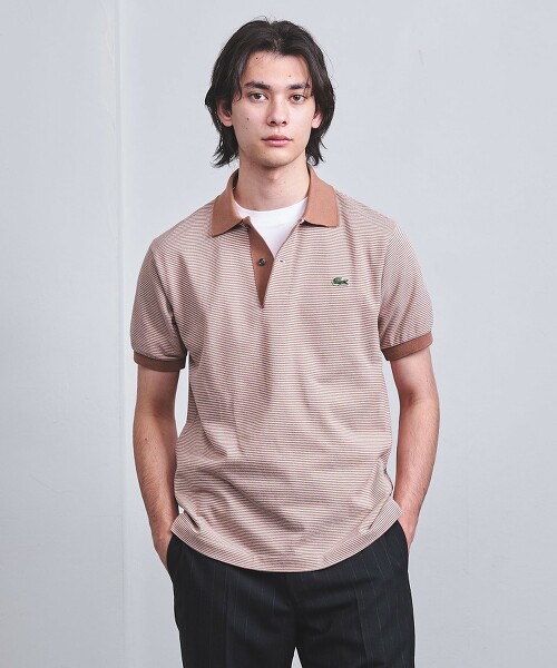 【特別訂製】<LACOSTE> 橫條紋開襟POLO衫