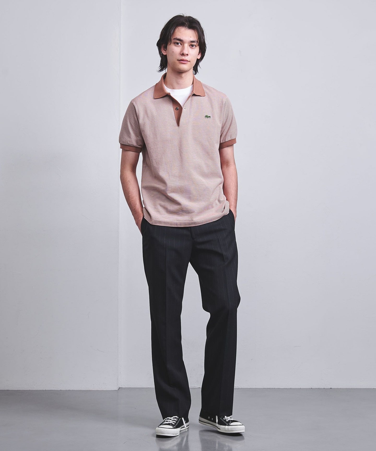 特別訂製】＜LACOSTE＞ 橫條紋開襟POLO衫｜UNITED ARROWS