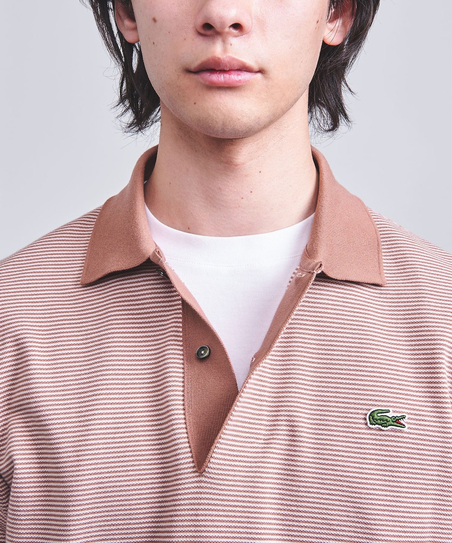 特別訂製】＜LACOSTE＞ 橫條紋開襟POLO衫｜UNITED ARROWS