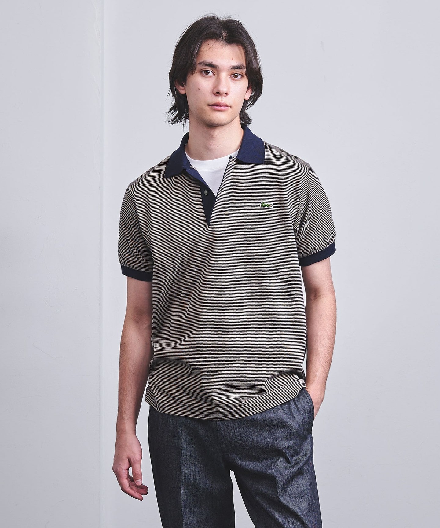 特別訂製】＜LACOSTE＞ 橫條紋開襟POLO衫｜UNITED ARROWS