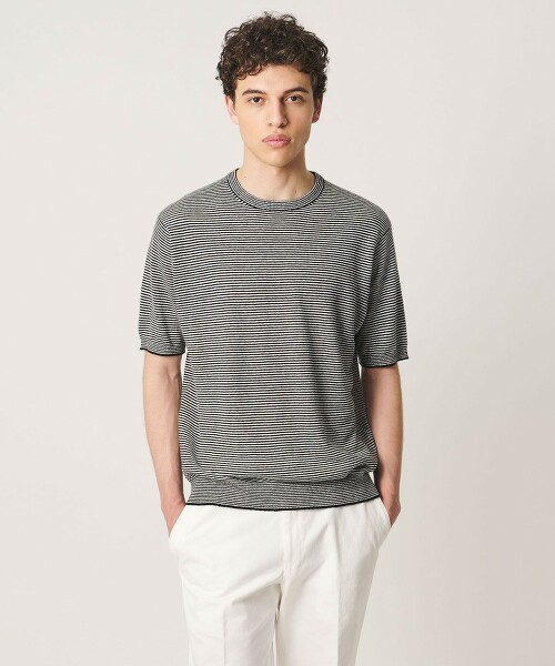 ＜SOVEREIGN＞亞麻橫條紋針織T恤