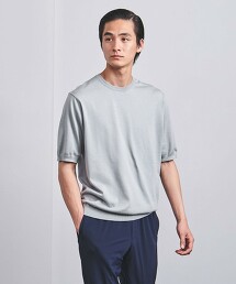 GIZA棉質細針腳圓領針織T恤 日本製