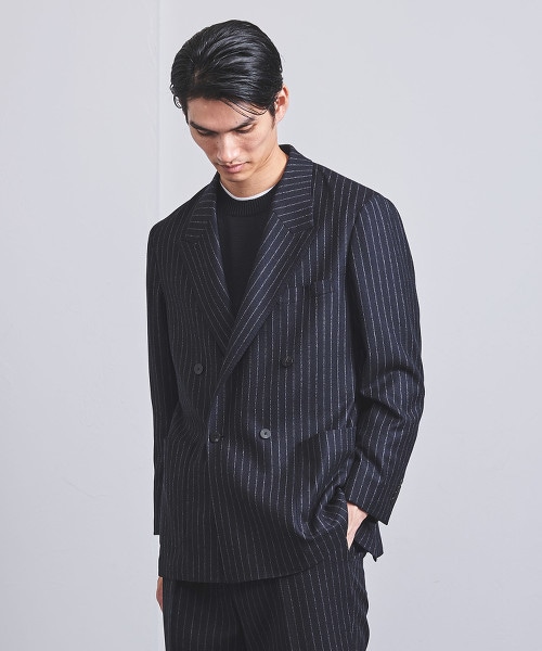 <UNITED ARROWS> 直條紋 4B 雙排釦西裝外套