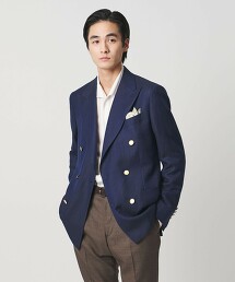 Vitale Barberis Canonico 羊毛亞麻平紋緯編布雙排6釦西裝外套