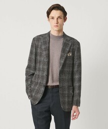 毛圈紗格紋單排3釦西裝外套 CーMODEL
