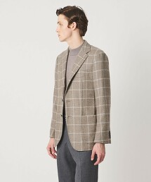 毛圈紗窗格紋單排3釦西裝外套 CーMODEL