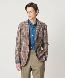 粗花呢窗格紋單排3釦西裝外套 CーMODEL