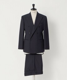 NAVY 條紋雙排6釦西裝 MC-MODEL 橫向彈性