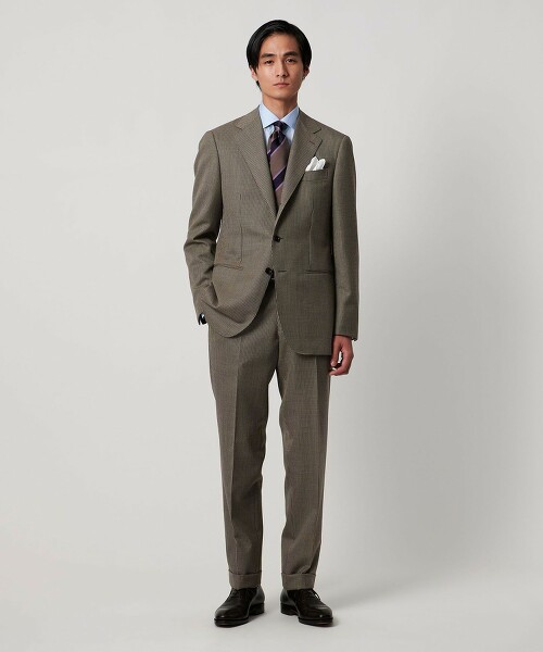 Vitale Barberis Canonico 防潑水 千鳥格花紋單排3鈕扣西裝 MC‐MODEL