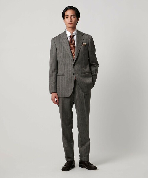 Vitale Barberis Canonico 防潑水 人字呢單排3鈕扣西裝 MC‐MODEL