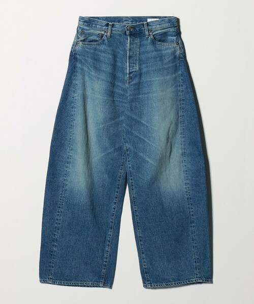 ＜HYKE＞BARREL LEG DENIM JEANS Used Wash Blue 酒桶牛仔長褲 日本製