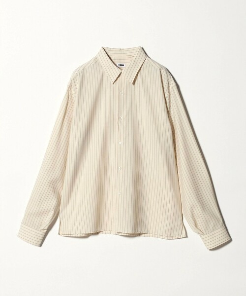 ＜H＞worsted 細條紋開衩標準領襯衫