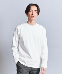 細針腳精梳絲光燒毛棉紗圓領長袖上衣