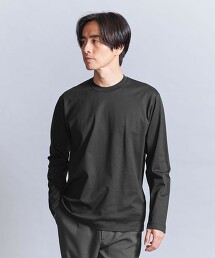 細針腳精梳絲光燒毛棉紗圓領長袖上衣