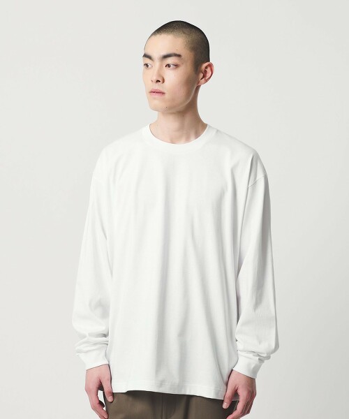 ＜H＞混棉筒編圓領長袖 T恤 日本製