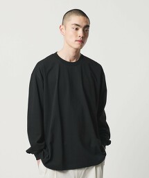 ＜H＞混棉筒編圓領長袖 T恤 日本製