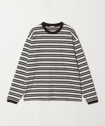 竹節紗多彩條紋圓領上衣 日本製