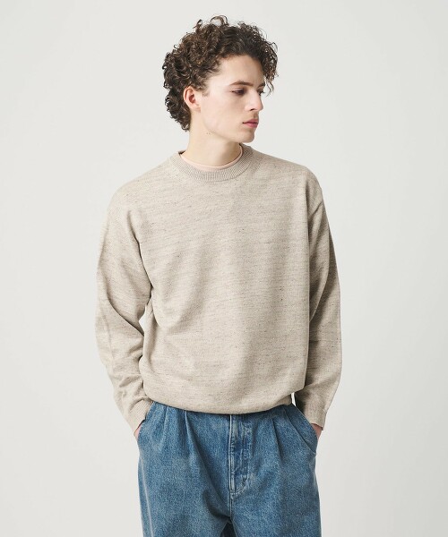 混亞麻圓領針織