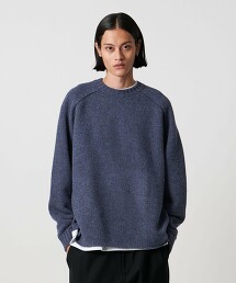 ＜H＞彈力羊毛寬鬆圓領上衣