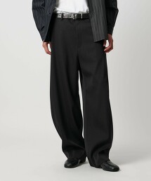 ＜H＞雙層織物弧形剪裁長褲