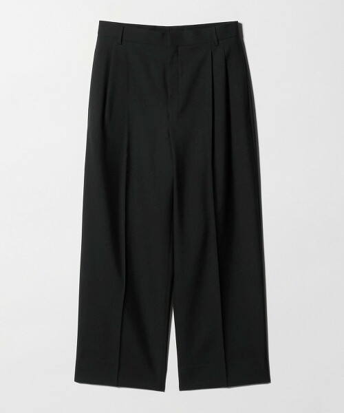 ＜H＞輕薄羊毛2打摺寬褲