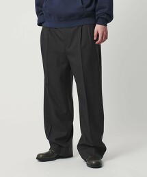 ＜H＞輕薄羊毛2打摺寬褲