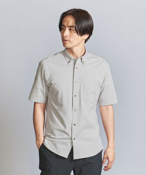 快乾彈性平織釦領短袖襯衫