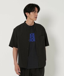 KOMATSU PACK 輕薄素材立領短袖襯衫 橫向彈性
