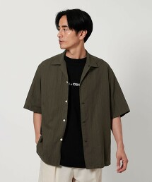 織紋緹花開領寬鬆襯衫
