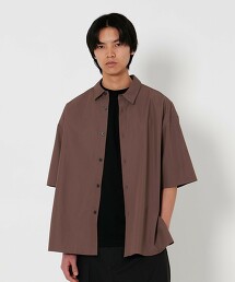 ＜H＞防潑水高密度布料 方形剪裁短袖襯衫