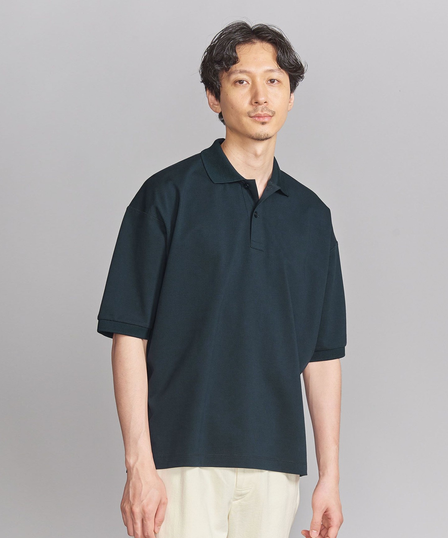 H BEAUTY＆YOUTH COTTON NYLON CORD POLO