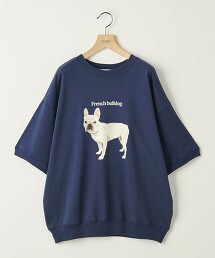 【WEB限定】 ＜info. BEAUTY＆YOUTH＞ 狗狗印刷 衛衣 圓領 五分袖T恤