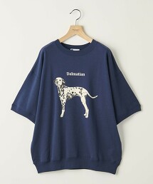 【WEB限定】 ＜info. BEAUTY＆YOUTH＞ 狗狗印刷 衛衣 圓領 五分袖T恤