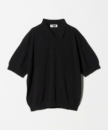 ＜H＞竹節棉4釦POLO領短袖針織
