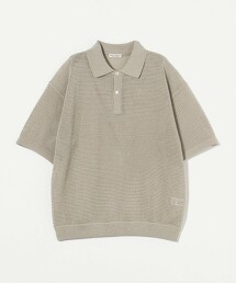 皺褶格狀針織POLO衫