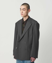 ＜H＞羊毛馬海毛織物4釦西裝外套