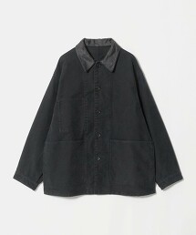＜H＞褪色皮革領工裝外套